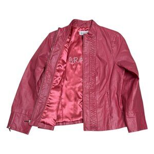BRADLEY BAYOU Genuine Leather Pink Designer Vintage Y2K Jacket Womens Medium